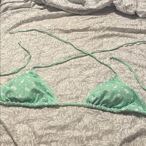 Ingear Mint Green Floral Triangle Bandeau Bikini Top